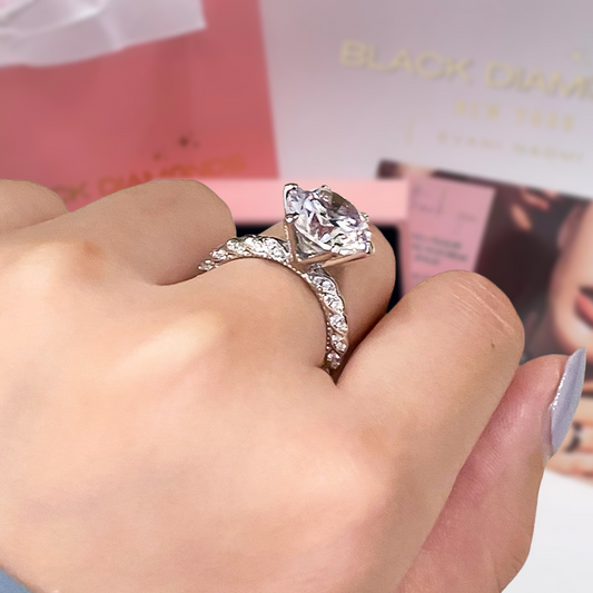 Classic 5.0 Ct Round Diamond Engagement Ring-Black Diamonds New York