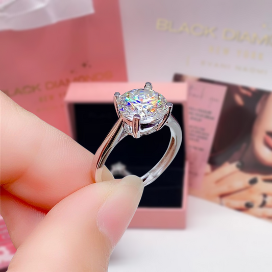 3.0 Ct Brilliant Round Cut Diamond Solitaire Engagement Ring-Black Diamonds New York