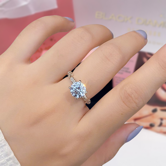 2.0 Ct Round Cut D Color Diamond Engagement Ring-Black Diamonds New York