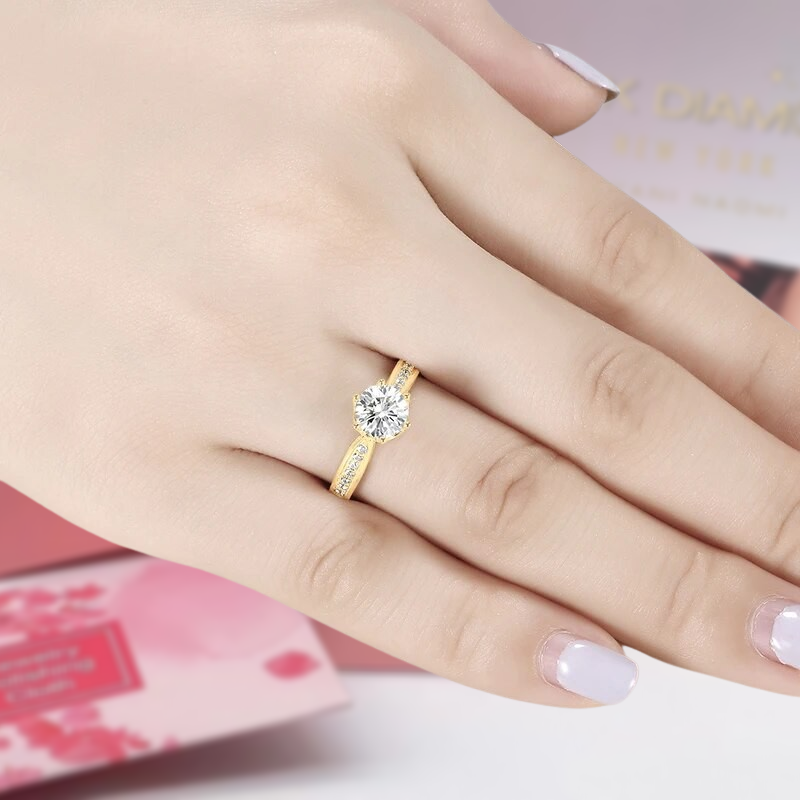 10K Solid Gold 1.0 Ct Moissanite Engagement Ring-Black Diamonds New York