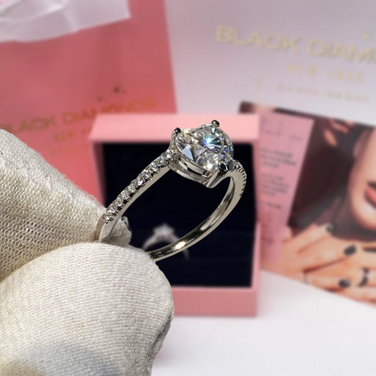 1.0 Ct Heart Cut Diamond Engagement Ring-Black Diamonds New York