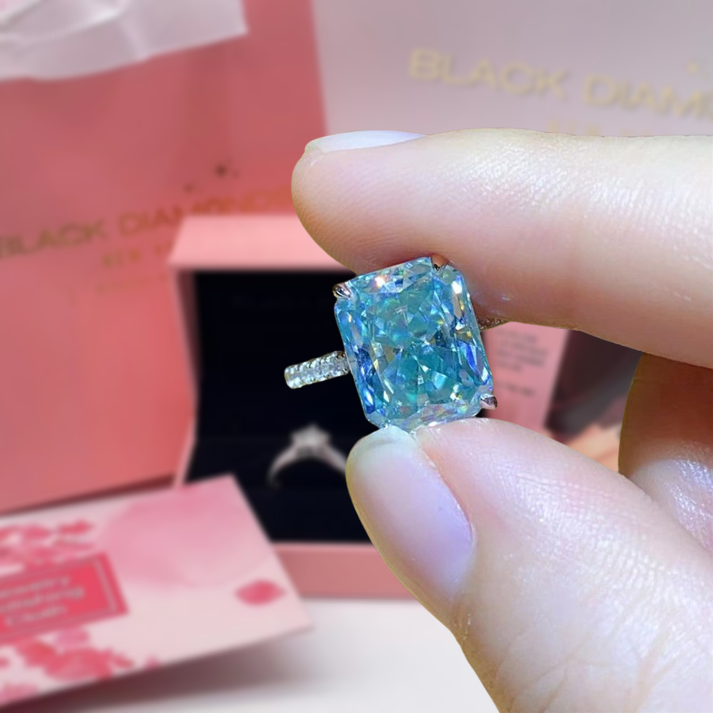 5.0 Ct Radiant Cut Moissanite Engagement Ring-Black Diamonds New York
