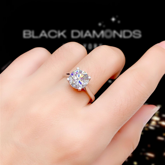 3.0 Ct Brilliant Round Cut Moissanite Solitaire Engagement Ring-Black Diamonds New York