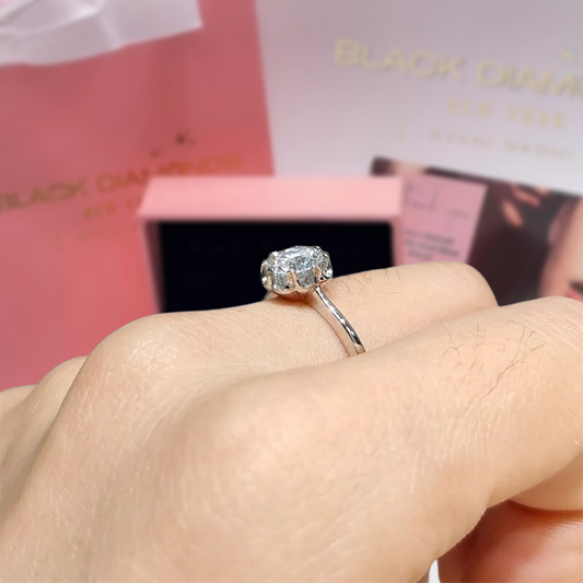 1.0 Ct Round Cut Diamond Snowflake Engagement Ring-Black Diamonds New York