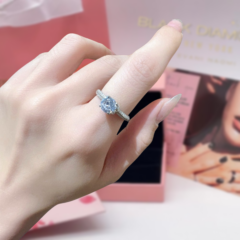 6mm Round Cut Moissanite Diamond Engagement Ring-Black Diamonds New York
