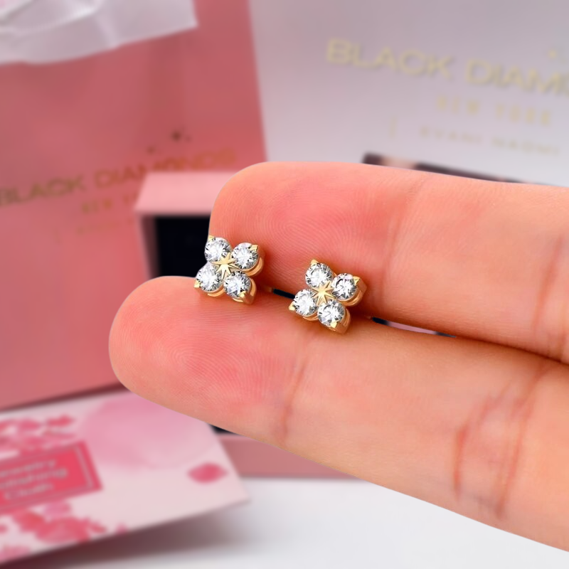 Gorgeous 3mm Moissanite Flower Shaped Jewelry Set-Black Diamonds New York