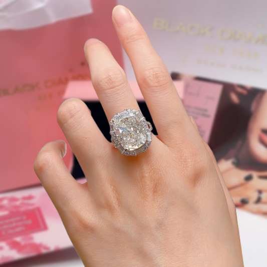 8.0 Ct Cushion Cut Moissanite Diamond Engagement Ring-Black Diamonds New York