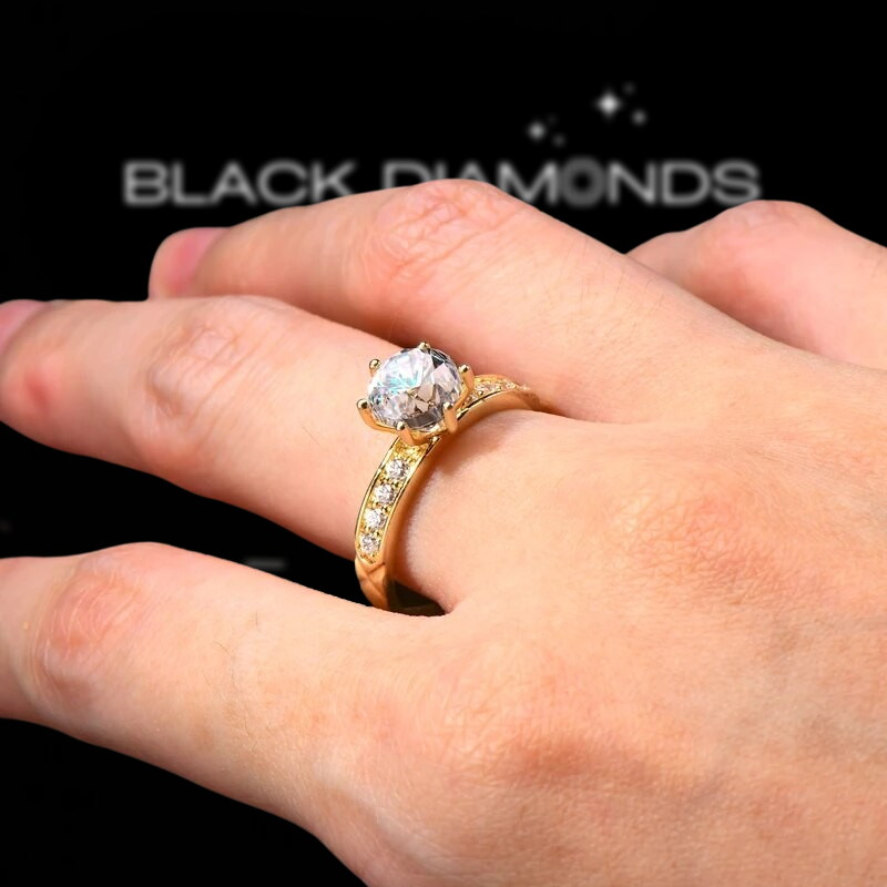Exquisite 10K Solid Gold 1.2 Ct Moissanite Engagement Ring-Black Diamonds New York