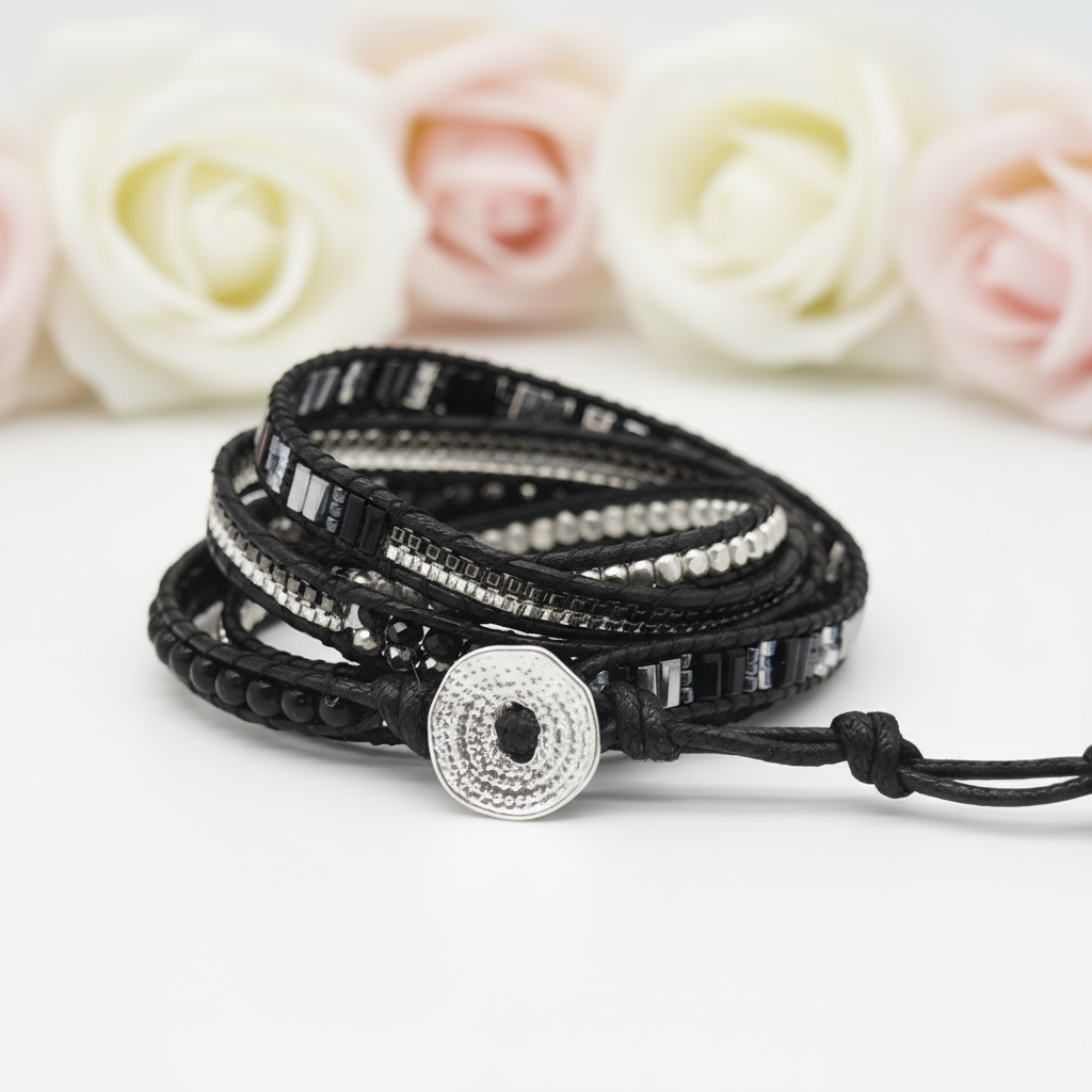 Black Agate Crystal Bracelet-Black Diamonds New York