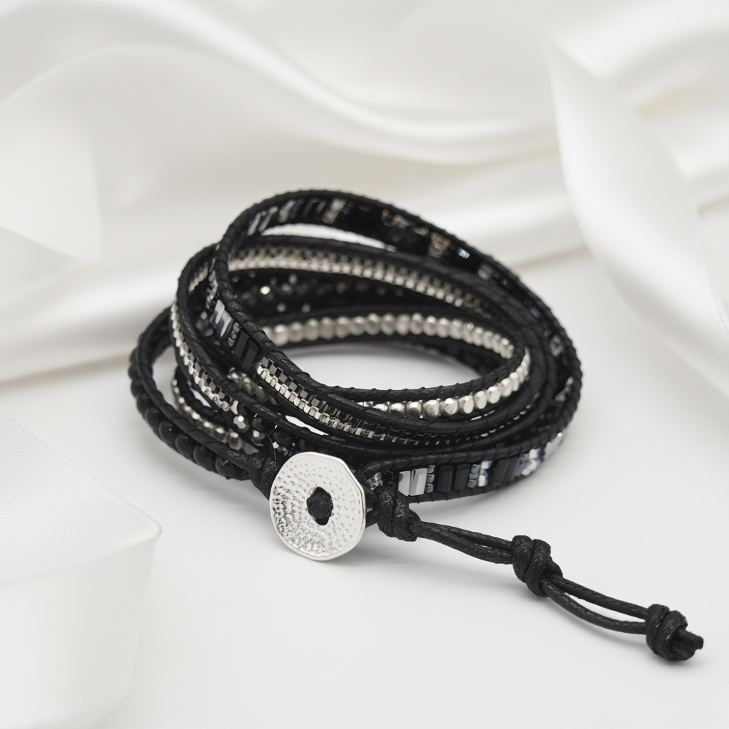 Black Agate Crystal Bracelet-Black Diamonds New York
