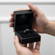 Black Carbon Fiber Oblique Angle Electroplated Tungsten Wedding Band-Black Diamonds New York