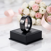 Black Carbon Fiber Oblique Angle Electroplated Tungsten Wedding Band-Black Diamonds New York