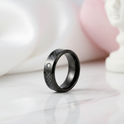 Black Carbon Fiber Oblique Angle Electroplated Tungsten Wedding Band-Black Diamonds New York