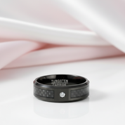 Black Carbon Fiber Oblique Angle Electroplated Tungsten Wedding Band-Black Diamonds New York