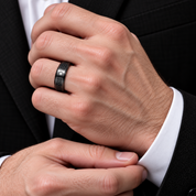 Black Carbon Fiber Oblique Angle Electroplated Tungsten Wedding Band-Black Diamonds New York