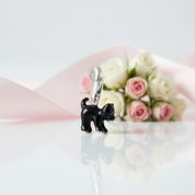 Black Cat Enamel Charm Pendant-Black Diamonds New York