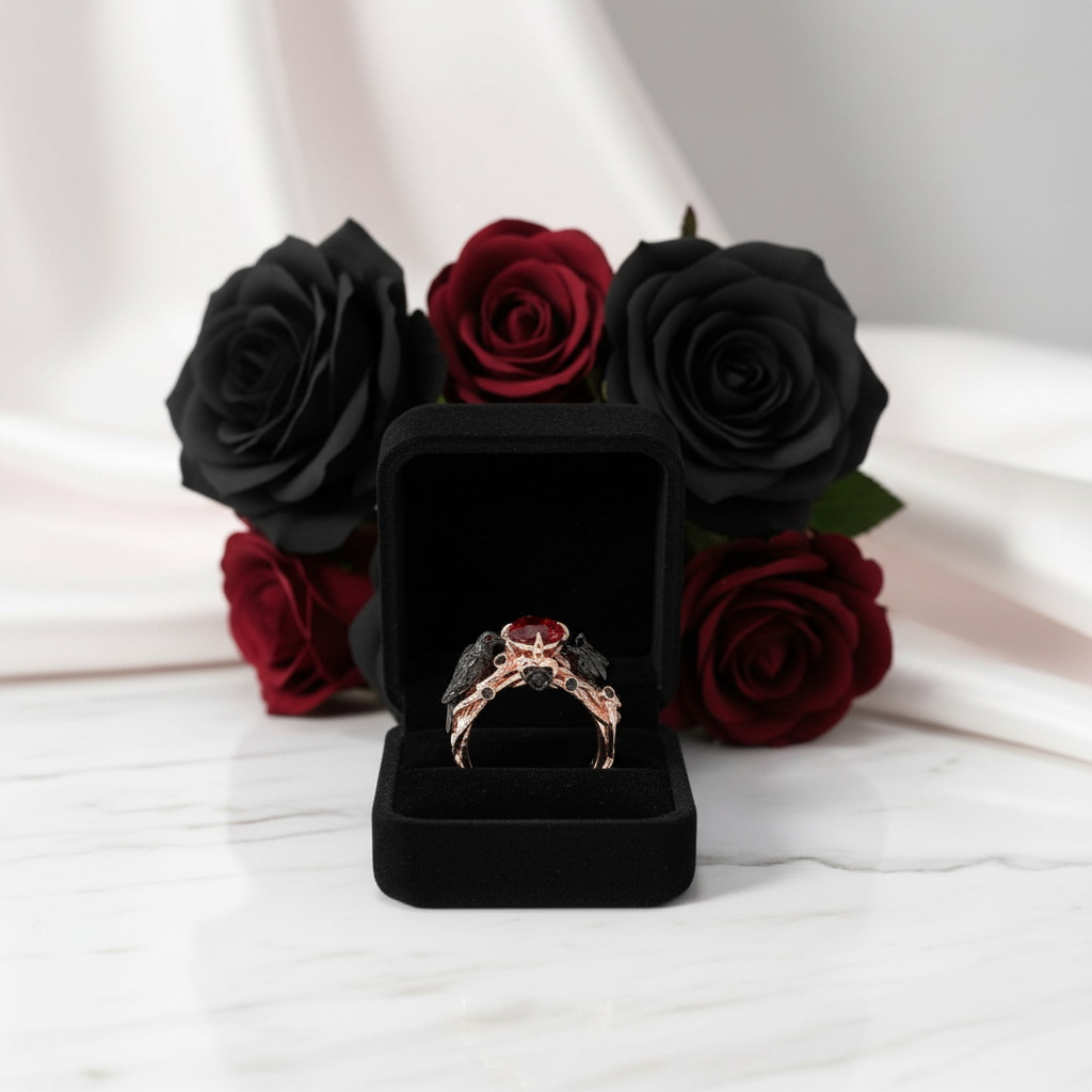 Black Crow- 1.25 Carat Diamond Gothic Wedding Ring-Black Diamonds New York