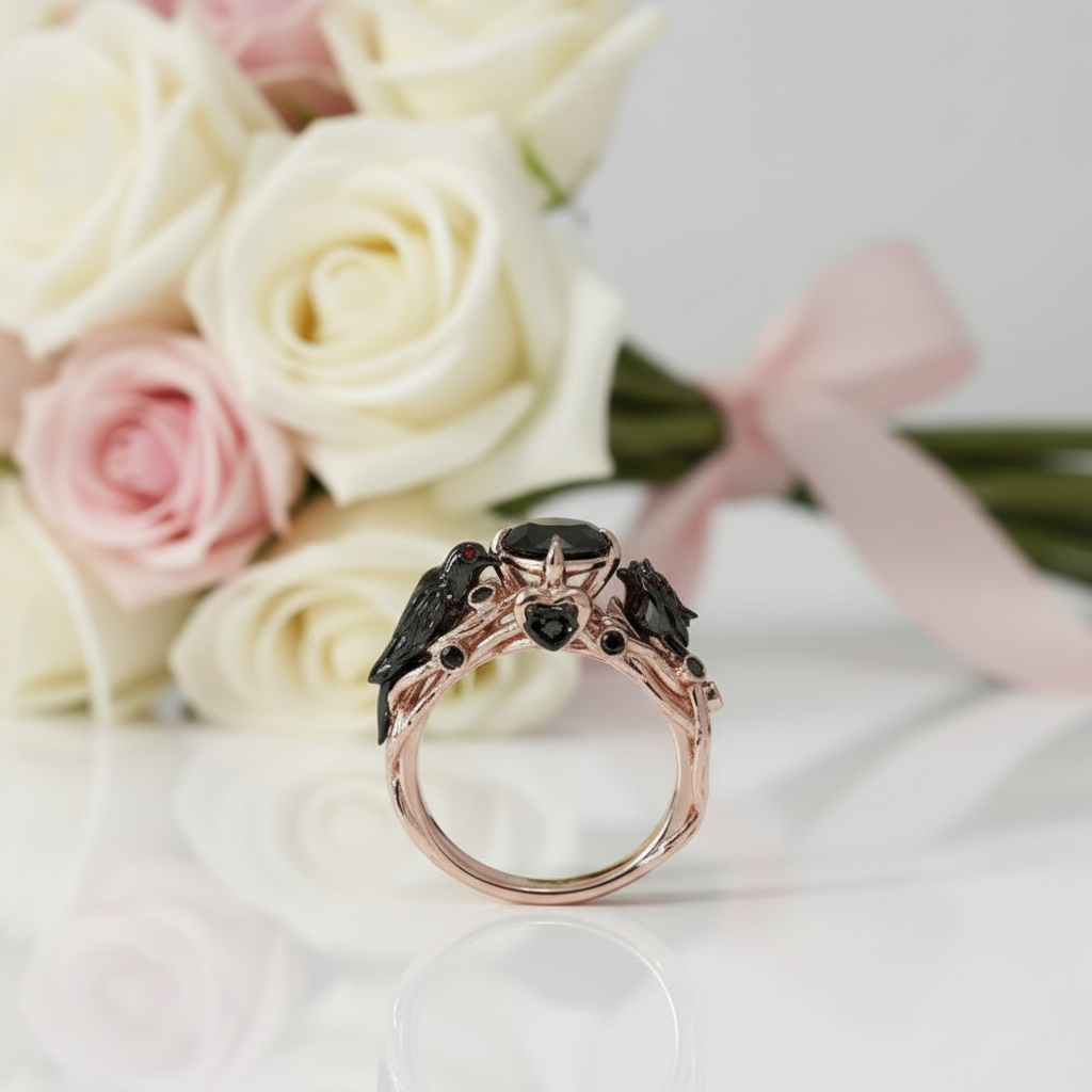 Black Crow- 1.25 Carat Diamond Gothic Wedding Ring-Black Diamonds New York