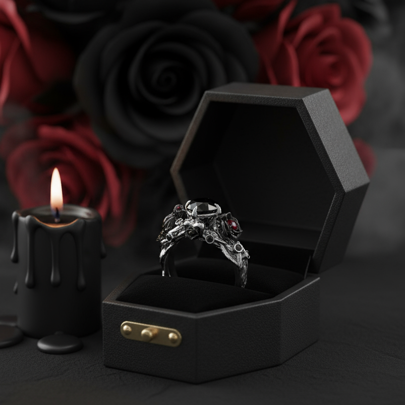 Black Crow- 1.25 Carat Diamond Gothic Wedding Ring-Black Diamonds New York