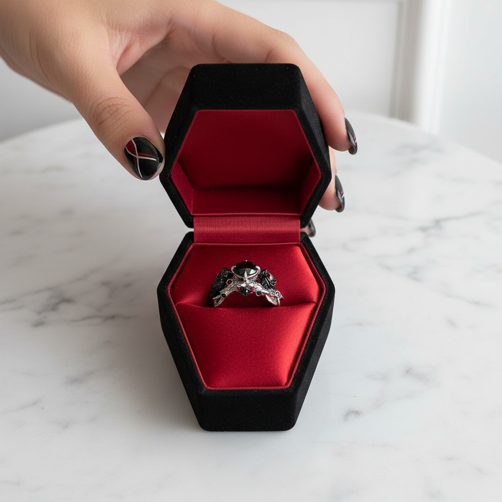 Black Crow- 1.25 Carat Diamond Gothic Wedding Ring-Black Diamonds New York