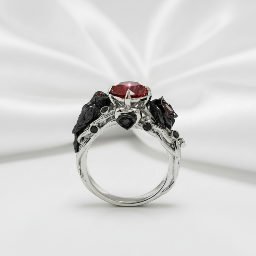 Black Crow- 1.25 Carat Diamond Option Gothic Wedding Ring-Black Diamonds New York
