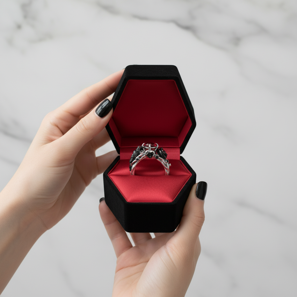 Black Crow- 1.25 Carat Diamond Option Gothic Wedding Ring-Black Diamonds New York