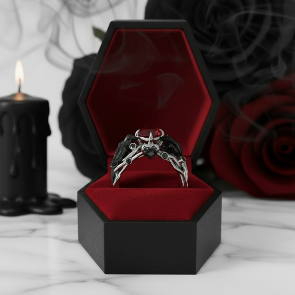 Black Crow- 1.25 Carat Diamond Option Gothic Wedding Ring-Black Diamonds New York