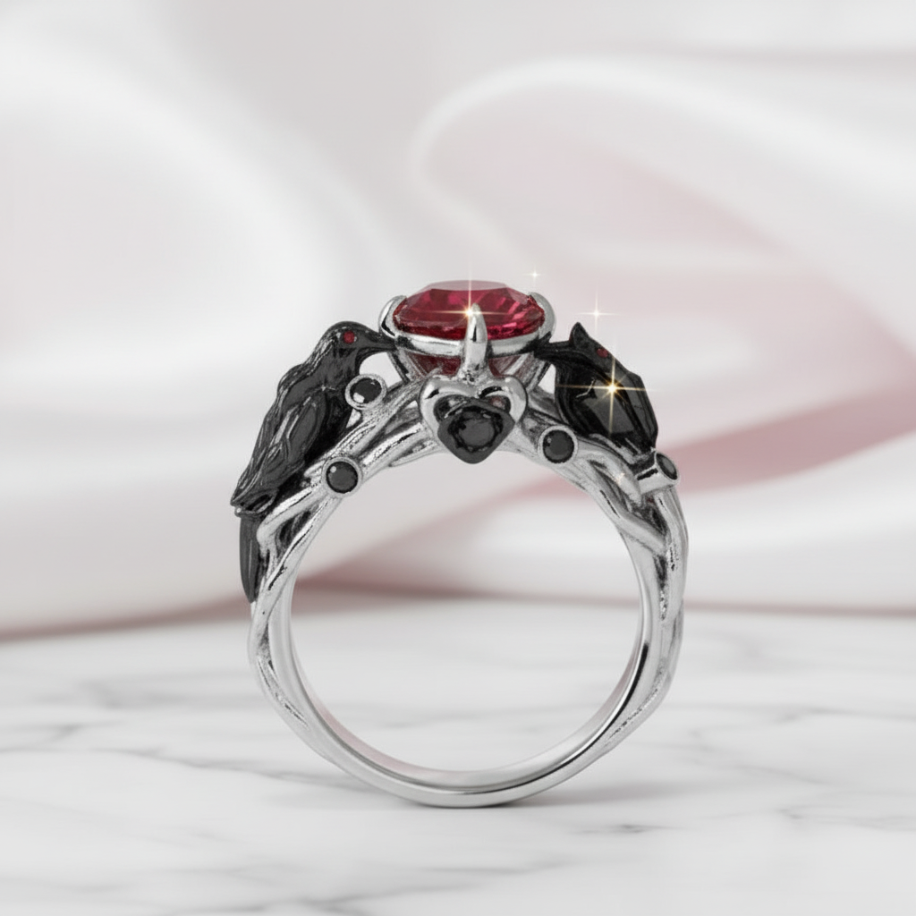 Black Crow- 1.25 Carat Diamond Option Gothic Wedding Ring-Black Diamonds New York