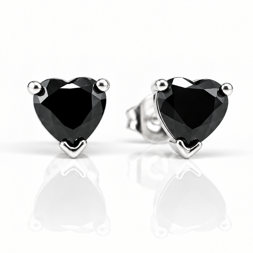 Black Devil Heart Stud Earrings-Black Diamonds New York