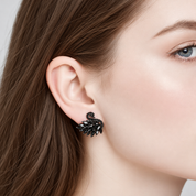 Black Diamond Option Swan Sparkling Earrings-Black Diamonds New York