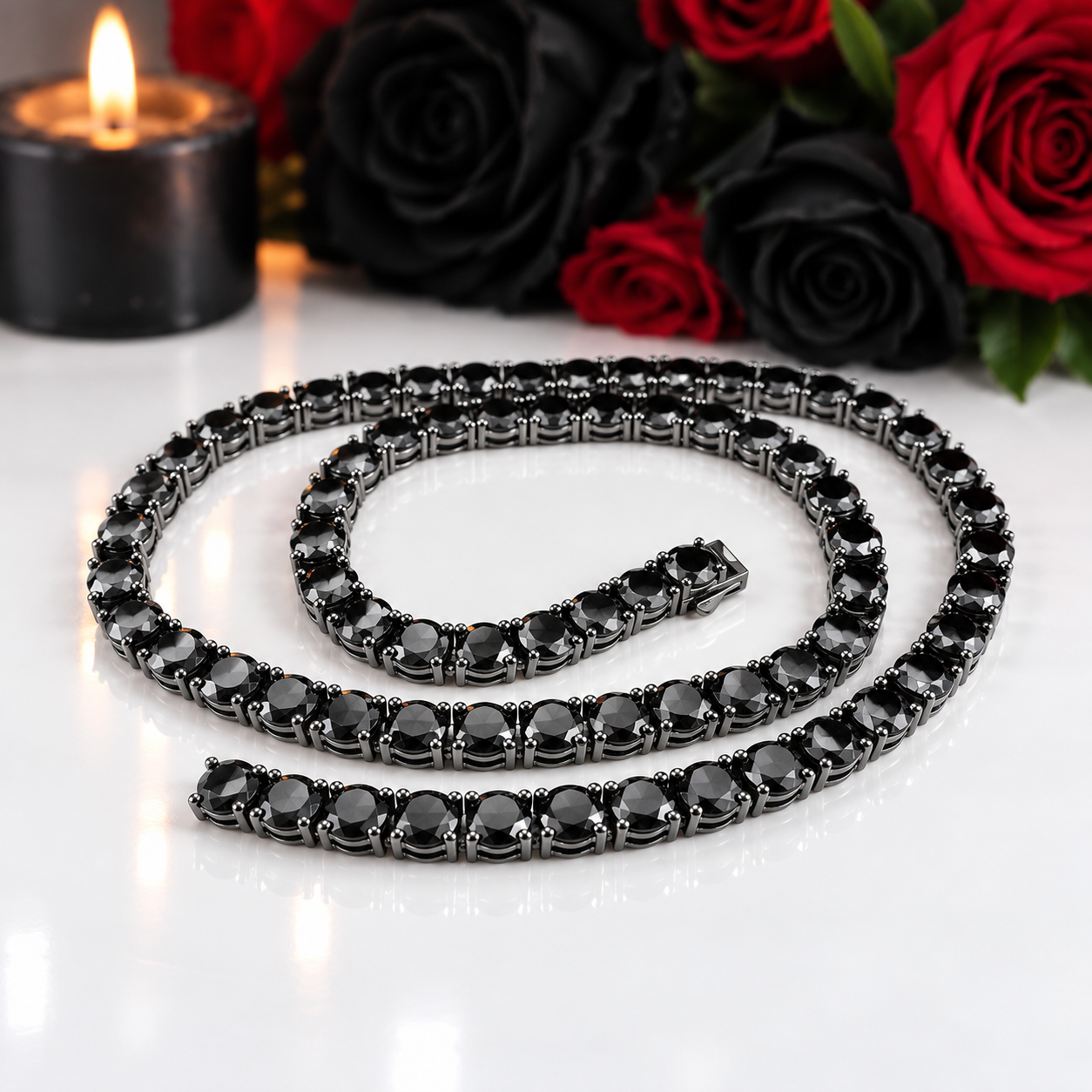 Black Diamond Option Tennis Necklace-Black Diamonds New York