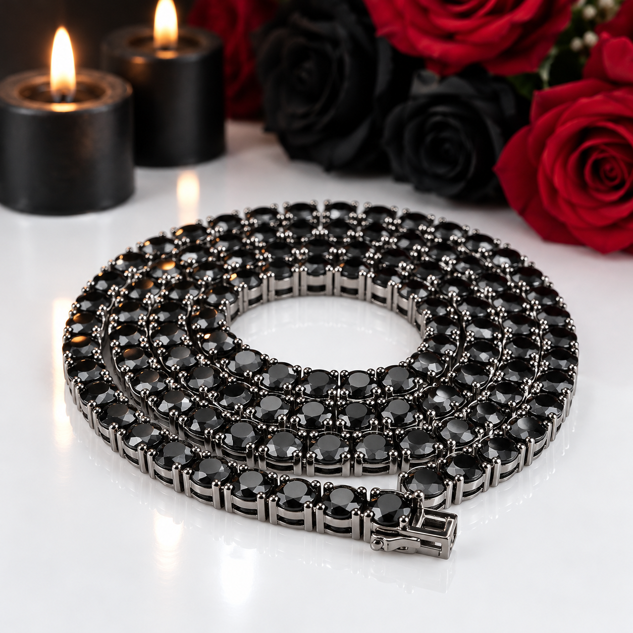 Black Diamond Option Tennis Necklace-Black Diamonds New York