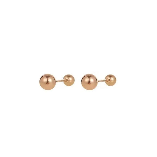 18k Rose Gold Screw Stud Earrings-Black Diamonds New York