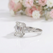 Gorgeous Emerald Cut Three Stone Engagement Ring-Black Diamonds New York