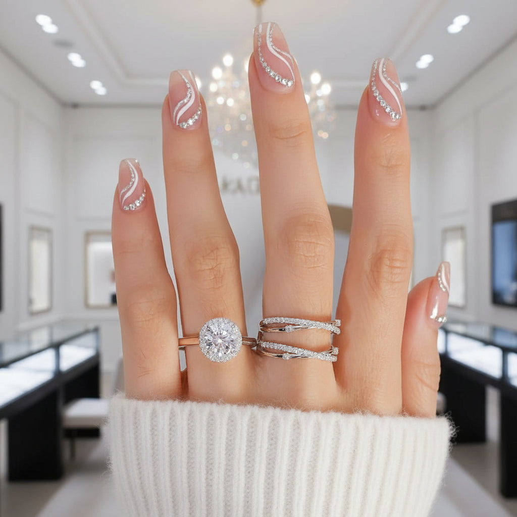 2.0ct Round Cut Diamond 14k White Gold Insert Engagement Ring Set-Black Diamonds New York