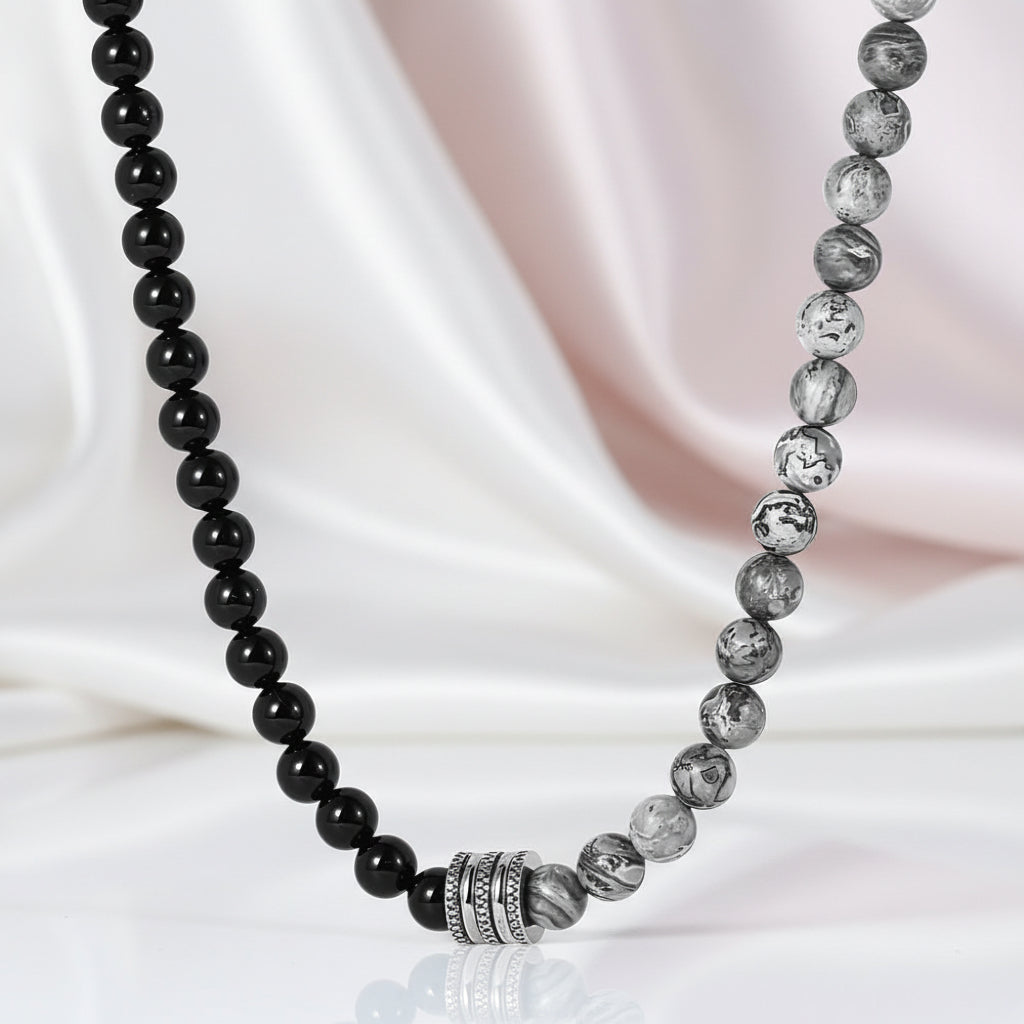 Red Tiger Eyes Bead Men's Necklace-Black Diamonds New York