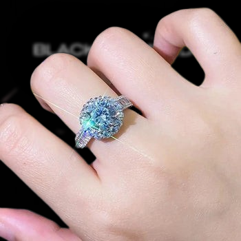 3.0 Ct Round Diamond Halo Engagement Ring-Black Diamonds New York