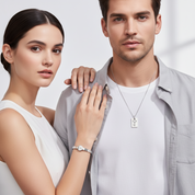 Lock and Key Necklace and Bracelet For Couples-Black Diamonds New York