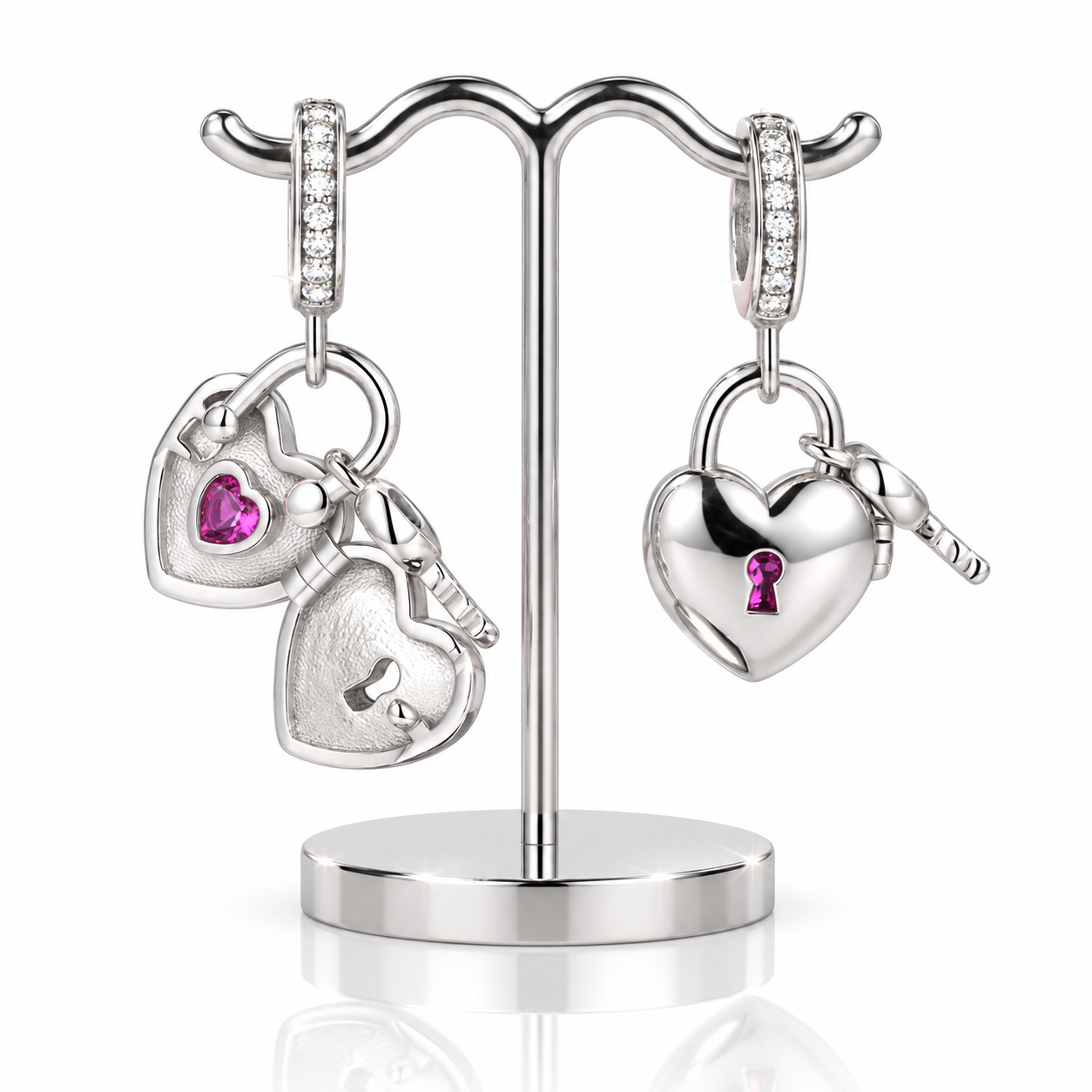 Classical Heart Pink Diamond Option Locket Charm-Black Diamonds New York