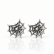 Gothic Option Retro Spider Web Stud Earrings-Black Diamonds New York