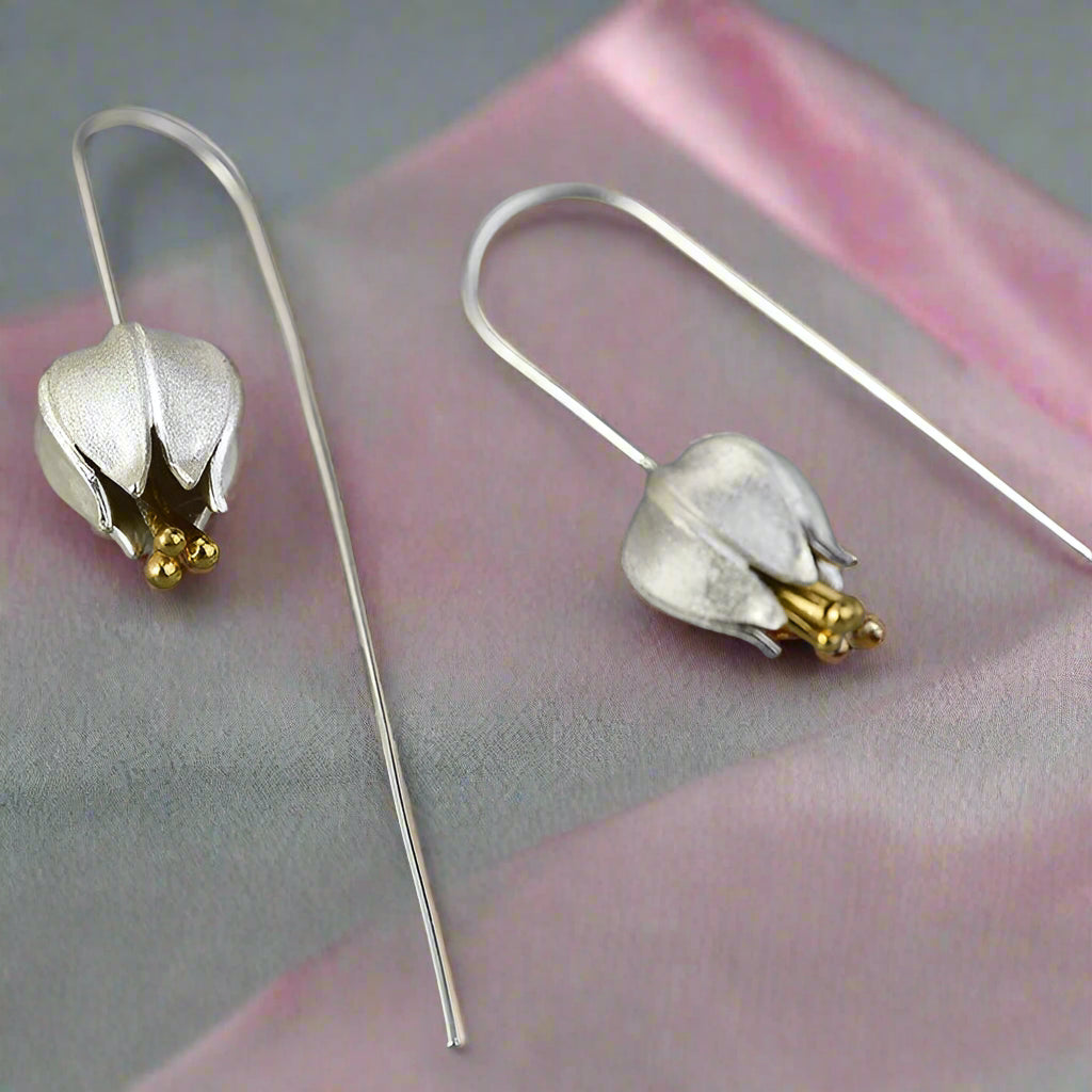 Eternal Love Tulip Flower Dangle Earrings-Black Diamonds New York