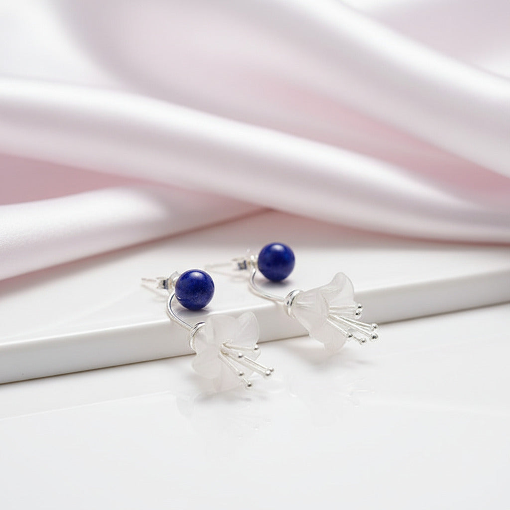 Fresh Flower Drop Earrings-Black Diamonds New York