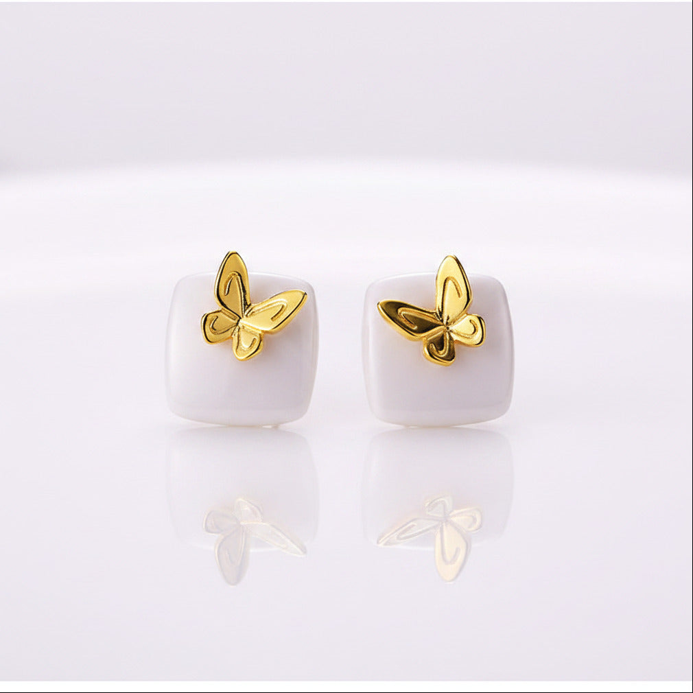 Lovely Butterfly Stud Earrings-Black Diamonds New York