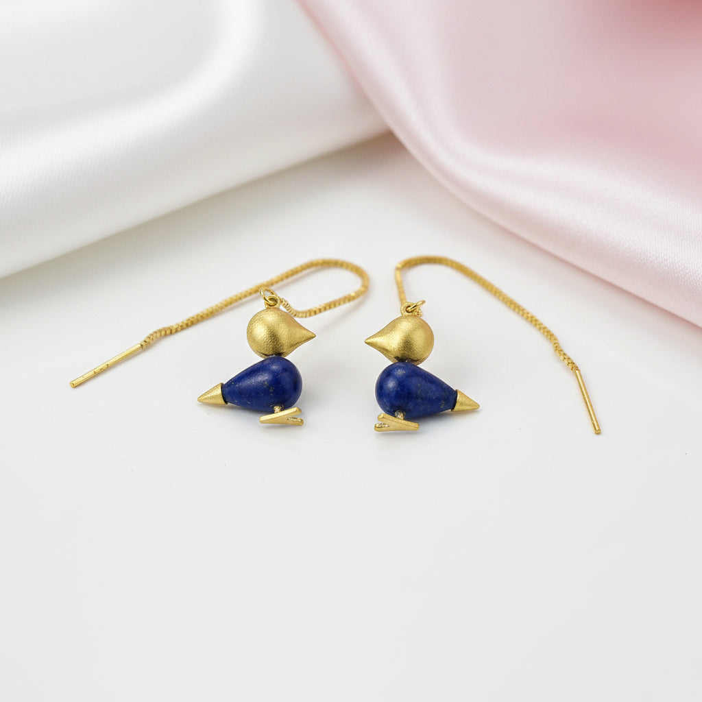 Simple Lovely Bird Dangle Earrings-Black Diamonds New York