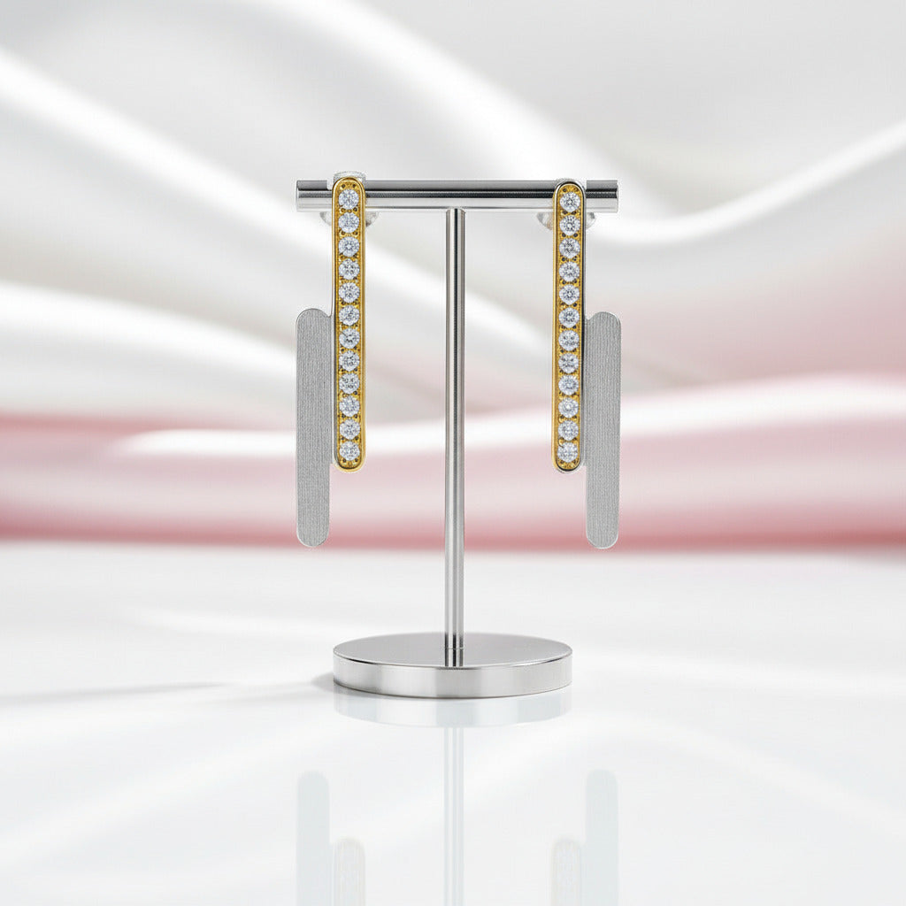 Minimalist Parallel Lines Stud Earrings-Black Diamonds New York