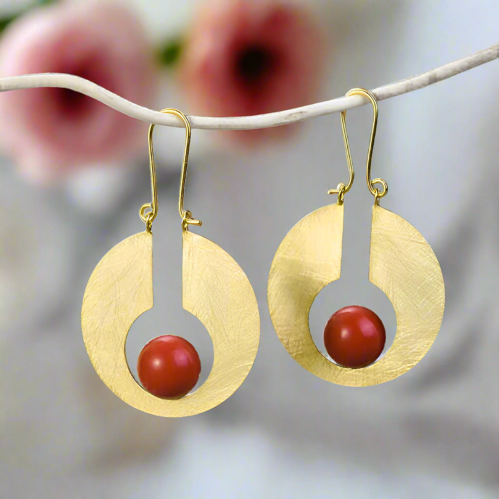 Bright Round Moon Dangle Earrings-Black Diamonds New York