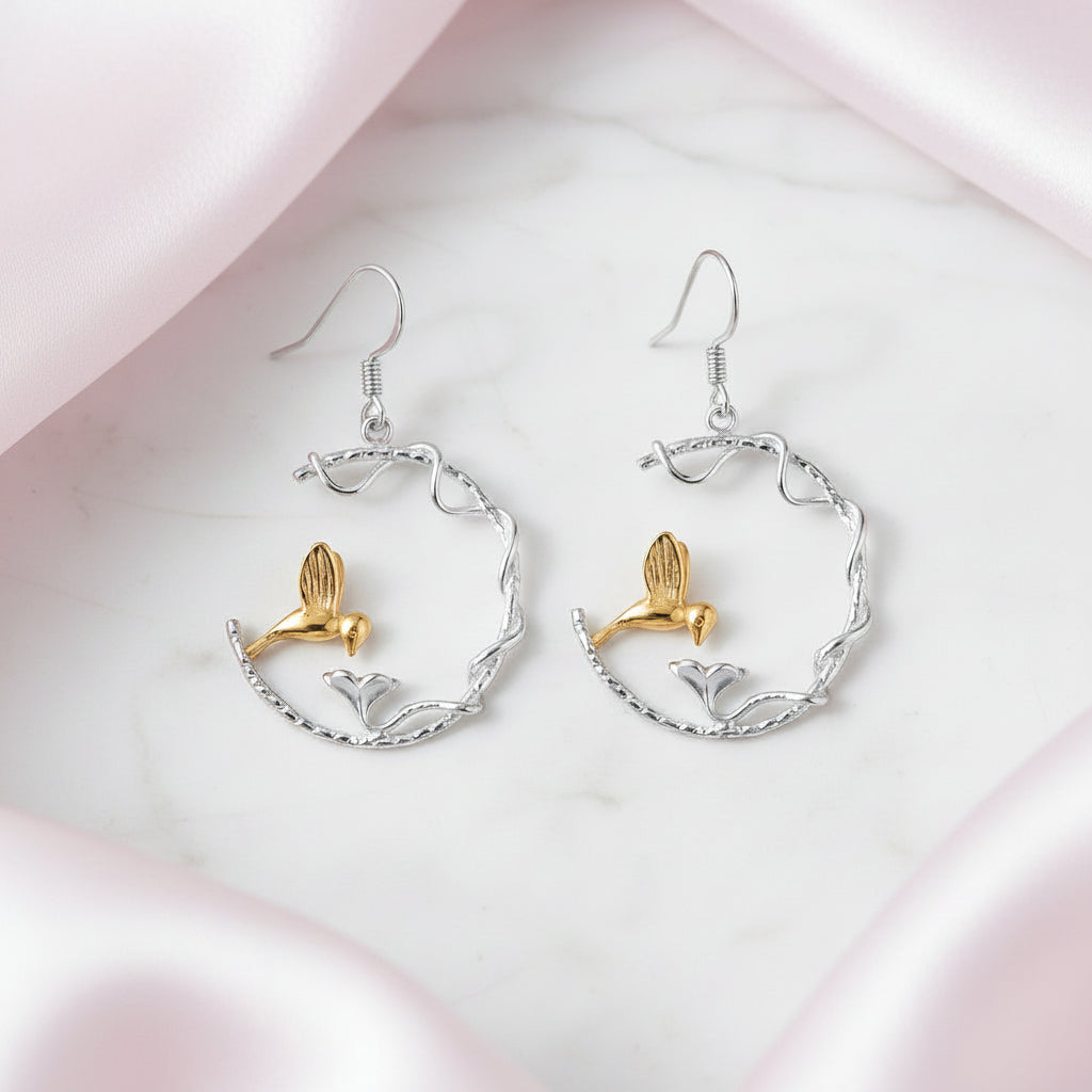 Perfect Lovely Bird Drop Earrings-Black Diamonds New York