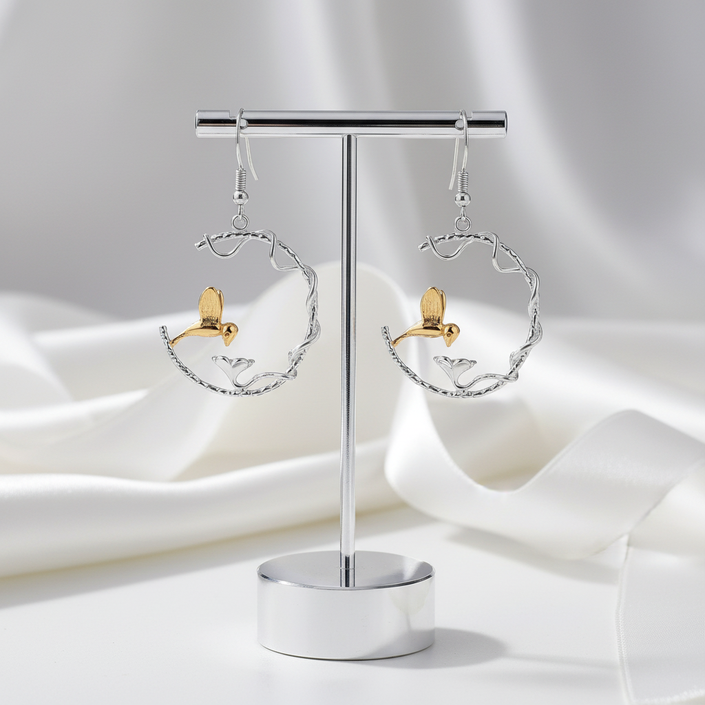 Perfect Lovely Bird Drop Earrings-Black Diamonds New York
