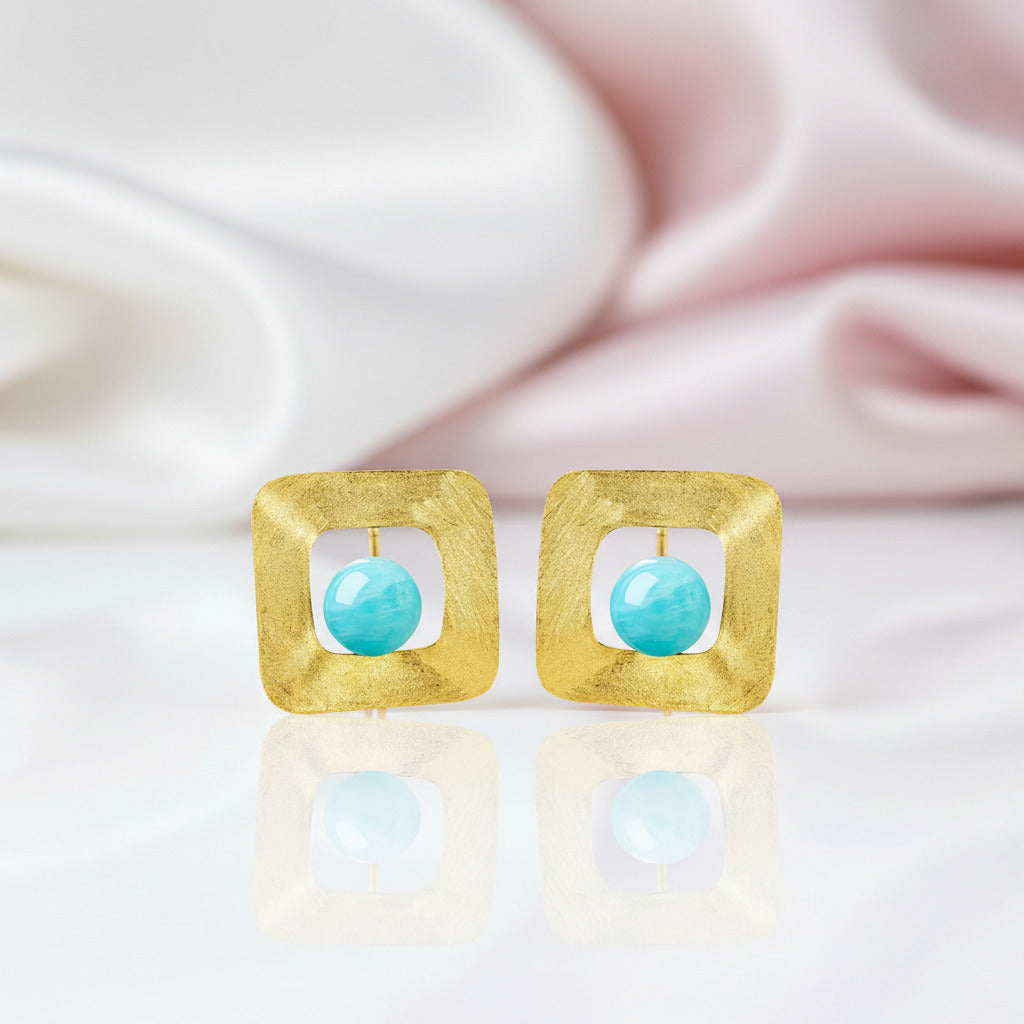 Minimalist Option Uneven Square Stud Earrings-Black Diamonds New York