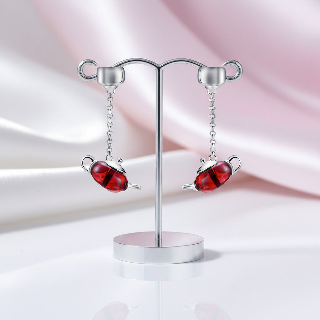 Cute Amber Teapot Dangle Earrings-Black Diamonds New York